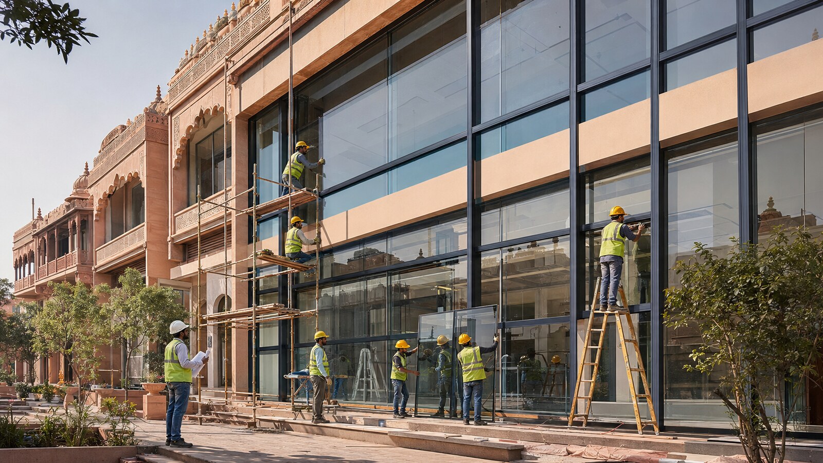 Large commercial aluminium façade and structural glazing visualisation